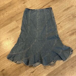 Cami International Long Denim Jean Skirt Y2K Country Chic Boho Coastal Cowgirl
